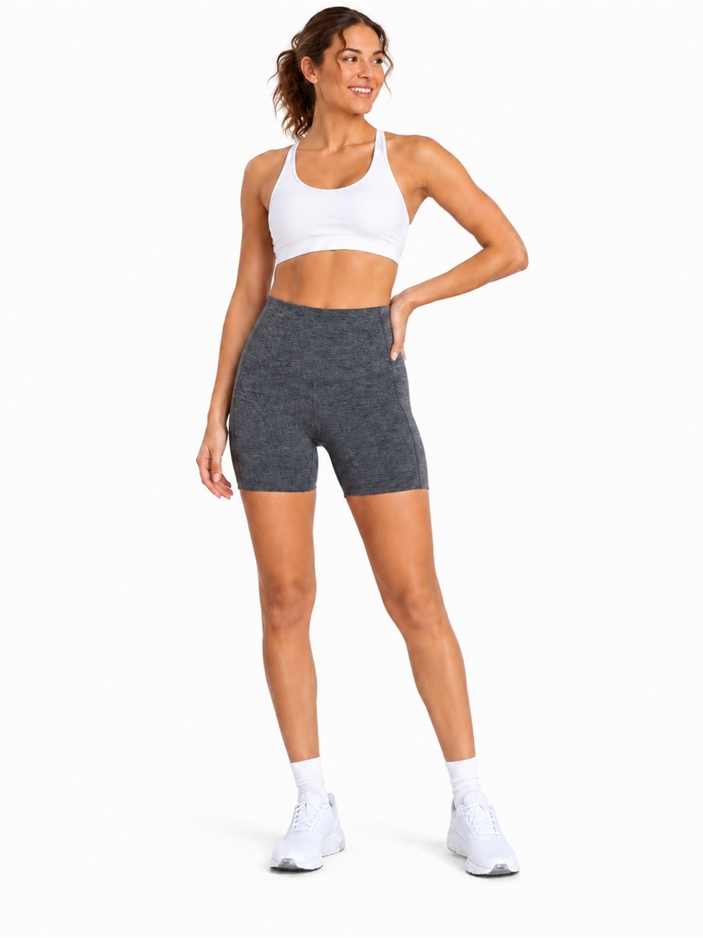 Athletic Works Women’s High Rise 7” Bike Shorts Pockets XL 16-18 Charcoal NWT